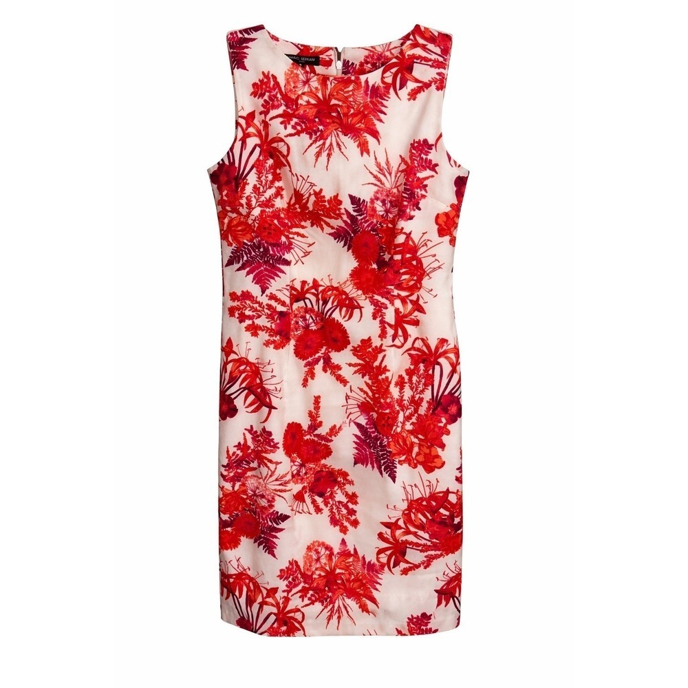 Mario Serrani Italy Red Floral Sheath Dress Size 6 Cocktail Wedding Guest